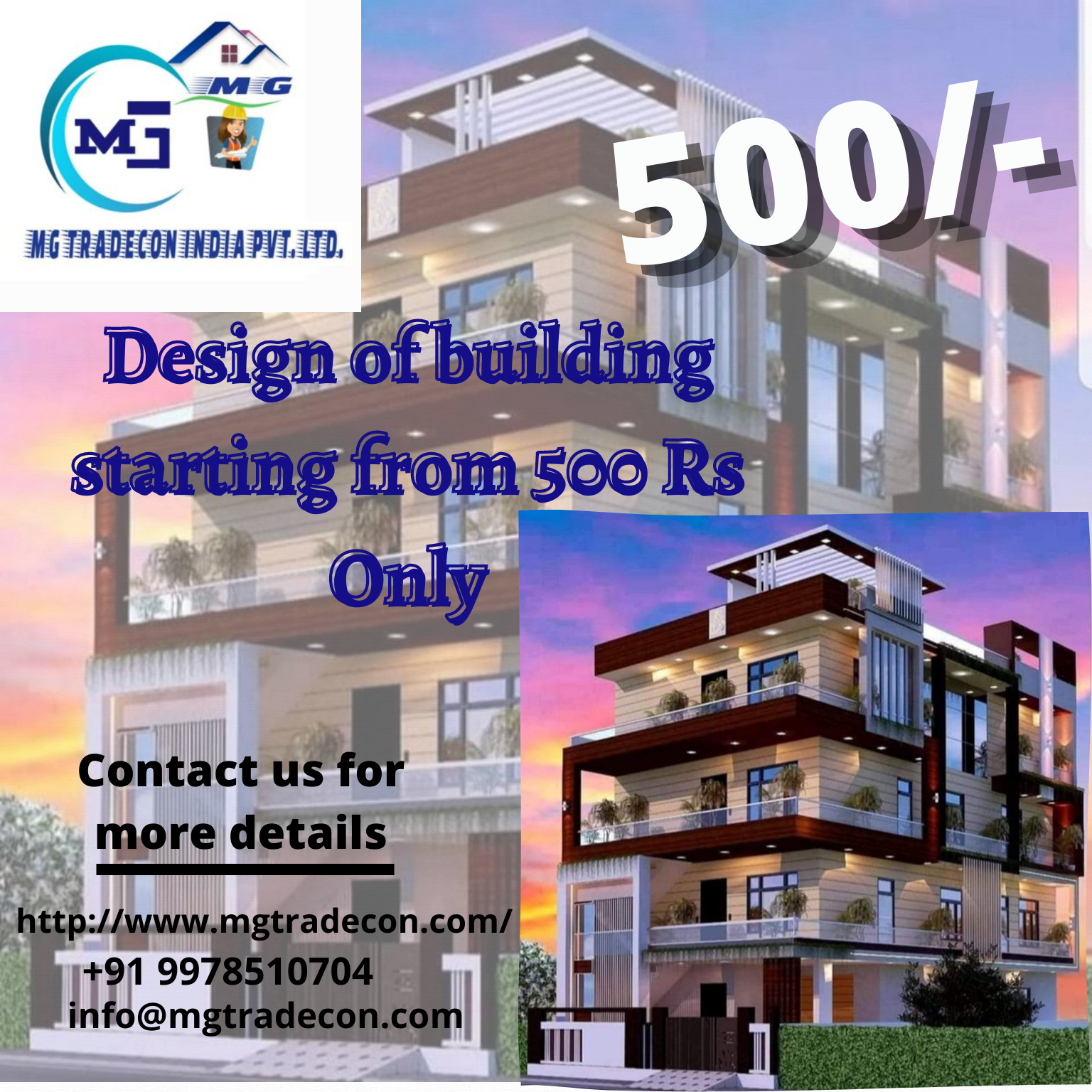 Design of building starting from 500 Rs Only